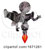 Poster, Art Print Of Mech Containing Dots Array Face And Light Chest Exoshielding And Ultralight Chest Exosuit And Stellar Jet Wing Rocket Pack And Jet Propulsion Sketch Pad Cloudy Smudges Interacting