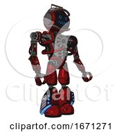 Poster, Art Print Of Bot Containing Digital Display Head And Stunned Expression And Led And Protection Bars And Heavy Upper Chest And No Chest Plating And Light Leg Exoshielding And Megneto-Hovers Foot Mod