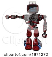 Poster, Art Print Of Bot Containing Digital Display Head And Stunned Expression And Led And Protection Bars And Heavy Upper Chest And No Chest Plating And Light Leg Exoshielding And Megneto-Hovers Foot Mod