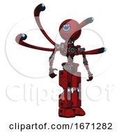 Robot Containing Dual Retro Camera Head And Happy Three Eyed Round Head And Light Chest Exoshielding And Blue Eye Cam Cable Tentacles And No Chest Plating And Prototype Exoplate Legs