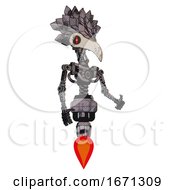 Poster, Art Print Of Automaton Containing Bird Skull Head And Red Line Eyes And Bird Feather Design And Light Chest Exoshielding And No Chest Plating And Jet Propulsion Sketch Pad Wet Ink Smudge Facing Left View