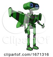Mech Containing Dual Retro Camera Head And Retro 80s Head And Light Chest Exoshielding And Stellar Jet Wing Rocket Pack And No Chest Plating And Ultralight Foot Exosuit Secondary Green Halftone