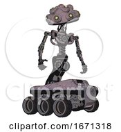 Poster, Art Print Of Bot Containing Techno Multi-Eyed Domehead Design And Light Chest Exoshielding And No Chest Plating And Six-Wheeler Base Sketch Fast Lines Hero Pose