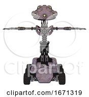 Poster, Art Print Of Bot Containing Techno Multi-Eyed Domehead Design And Light Chest Exoshielding And No Chest Plating And Six-Wheeler Base Sketch Fast Lines T-Pose