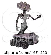 Poster, Art Print Of Bot Containing Techno Multi-Eyed Domehead Design And Light Chest Exoshielding And No Chest Plating And Six-Wheeler Base Sketch Fast Lines Interacting