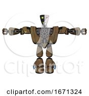 Robot Containing Humanoid Face Mask And Two Face Black White Mask And Heavy Upper Chest And Heavy Mech Chest And Light Leg Exoshielding Old Copper T Pose