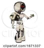 Poster, Art Print Of Android Containing Round Barbed Wire Round Head And Light Chest Exoshielding And Ultralight Chest Exosuit And Rocket Pack And Light Leg Exoshielding And Stomper Foot Mod Off White Toon Interacting