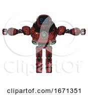 Poster, Art Print Of Mech Containing Digital Display Head And Blank-Faced Expression And Heavy Upper Chest And Chest Green Energy Cores And Prototype Exoplate Legs Grunge Matted Orange T-Pose