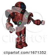 Poster, Art Print Of Mech Containing Digital Display Head And Blank-Faced Expression And Heavy Upper Chest And Chest Green Energy Cores And Prototype Exoplate Legs Grunge Matted Orange Interacting