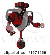 Poster, Art Print Of Robot Containing Dual Retro Camera Head And Heavy Upper Chest And Chest Vents And Unicycle Wheel Red Blood Grunge Material Interacting