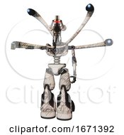 Robot Containing Dual Retro Camera Head And Laser Gun Head And Light Chest Exoshielding And Blue-Eye Cam Cable Tentacles And No Chest Plating And Light Leg Exoshielding And Stomper Foot Mod