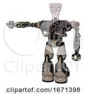 Poster, Art Print Of Droid Containing Humanoid Face Mask And Binary War Paint And Heavy Upper Chest And No Chest Plating And Light Leg Exoshielding And Stomper Foot Mod Grungy Fiberglass