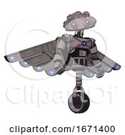 Poster, Art Print Of Bot Containing Techno Multi-Eyed Domehead Design And Light Chest Exoshielding And Blue Energy Core And Cherub Wings Design And Unicycle Wheel Dark Sketch Hero Pose