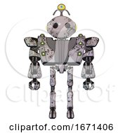 Cyborg Containing Oval Wide Head And Beady Black Eyes And Minibot Ornament And Heavy Upper Chest And Heavy Mech Chest And Green Cable Sockets Array And Ultralight Foot Exosuit Grunge Sketch Dots