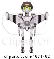 Poster, Art Print Of Mech Containing Grey Alien Style Head And Cats Eyes And Triangle Design And Gray Helmet And Light Chest Exoshielding And Ultralight Chest Exosuit And Stellar Jet Wing Rocket Pack 