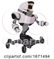 Poster, Art Print Of Mech Containing Chomper Head Design And Heavy Upper Chest And Insect Walker Legs White Halftone Toon Interacting