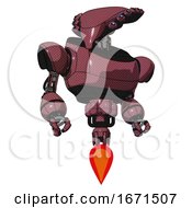 Poster, Art Print Of Droid Containing Flat Elongated Skull Head And Heavy Upper Chest And Jet Propulsion Muavewood Halftone Hero Pose