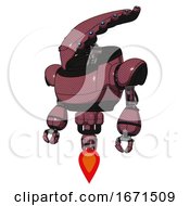 Poster, Art Print Of Droid Containing Flat Elongated Skull Head And Heavy Upper Chest And Jet Propulsion Muavewood Halftone Standing Looking Right Restful Pose