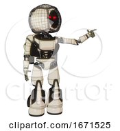 Poster, Art Print Of Android Containing Round Barbed Wire Round Head And Light Chest Exoshielding And Ultralight Chest Exosuit And Rocket Pack And Light Leg Exoshielding And Stomper Foot Mod Off White Toon