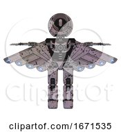 Poster, Art Print Of Android Containing Cable Connector Head And Light Chest Exoshielding And Cherub Wings Design And No Chest Plating And Prototype Exoplate Legs Dark Ink Dots Sketch T-Pose