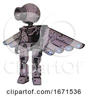 Poster, Art Print Of Android Containing Cable Connector Head And Light Chest Exoshielding And Cherub Wings Design And No Chest Plating And Prototype Exoplate Legs Dark Ink Dots Sketch