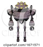 Poster, Art Print Of Mech Containing Many-Eyed Monster Head Design And Heavy Upper Chest And Ultralight Foot Exosuit Dark Sketch Lines Front View