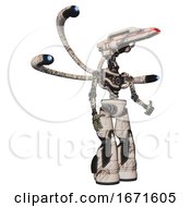 Poster, Art Print Of Robot Containing Dual Retro Camera Head And Laser Gun Head And Light Chest Exoshielding And Blue-Eye Cam Cable Tentacles And No Chest Plating And Light Leg Exoshielding And Stomper Foot Mod