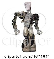 Poster, Art Print Of Droid Containing Humanoid Face Mask And Binary War Paint And Heavy Upper Chest And No Chest Plating And Light Leg Exoshielding And Stomper Foot Mod Grungy Fiberglass Hero Pose