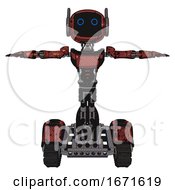 Poster, Art Print Of Automaton Containing Digital Display Head And Circle Eyes And Winglets And Light Chest Exoshielding And Ultralight Chest Exosuit And Tank Tracks Grunge Matted Orange T-Pose