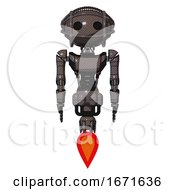Cyborg Containing Oval Wide Head And Barbed Wire Cage Helmet And Light Chest Exoshielding And Ultralight Chest Exosuit And Jet Propulsion Light Brown Front View