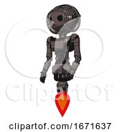 Cyborg Containing Oval Wide Head And Barbed Wire Cage Helmet And Light Chest Exoshielding And Ultralight Chest Exosuit And Jet Propulsion Light Brown Facing Right View