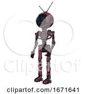 Poster, Art Print Of Mech Containing Digital Display Head And Blank-Faced Expression And Retro Antennas And Light Chest Exoshielding And No Chest Plating And Ultralight Foot Exosuit Muavewood Halftone Grunge