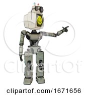 Robot Containing Old Computer Monitor And Pixel Design Of Yellow Happy Face And Old Computer Magnetic Tape And Light Chest Exoshielding And Ultralight Chest Exosuit And Prototype Exoplate Legs