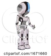 Bot Containing Round Head And Large Vertical Visor And Light Chest Exoshielding And Ultralight Chest Exosuit And Prototype Exoplate Legs White Halftone Toon Facing Left View