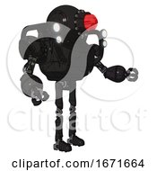 Poster, Art Print Of Bot Containing Round Head And Red Laser Crystal Array And Heavy Upper Chest And Shoulder Headlights And Ultralight Foot Exosuit Toon Black Scribbles Sketch Interacting