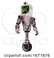 Poster, Art Print Of Mech Containing Old Computer Monitor And Pixel X And Retro-Futuristic Webcam And Light Chest Exoshielding And Prototype Exoplate Chest And Unicycle Wheel Powder Pink Metal Hero Pose