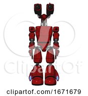Poster, Art Print Of Cyborg Containing Dual Retro Camera Head And Light Chest Exoshielding And Prototype Exoplate Chest And Light Leg Exoshielding Red Blood Grunge Material Front View