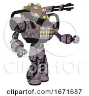 Poster, Art Print Of Mech Containing Many-Eyed Monster Head Design And Heavy Upper Chest And Colored Lights Array And Light Leg Exoshielding And Stomper Foot Mod Dark Sketch Random Doodle Interacting