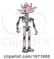 Poster, Art Print Of Bot Containing Red And White Cone Dome Head And Light Chest Exoshielding And No Chest Plating And Ultralight Foot Exosuit Sketch Pad Light Lines Hero Pose