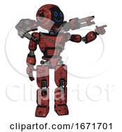 Poster, Art Print Of Automaton Containing Digital Display Head And Happy Face And Light Chest Exoshielding And Cable Sash And Minigun Back Assembly And Prototype Exoplate Legs Grunge Matted Orange