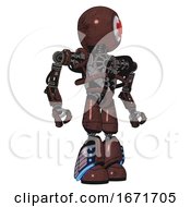 Poster, Art Print Of Android Containing Round Head And First Aid Emblem And Heavy Upper Chest And No Chest Plating And Light Leg Exoshielding And Megneto-Hovers Foot Mod Steampunk Copper Hero Pose