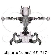 Poster, Art Print Of Mech Containing Round Head And Maru Eyes And Head Winglets And Heavy Upper Chest And No Chest Plating And Insect Walker Legs White Halftone Toon T-Pose