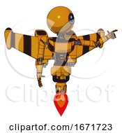 Poster, Art Print Of Mech Containing Dual Retro Camera Head And Round Happy Cyclops Head And Light Chest Exoshielding And Ultralight Chest Exosuit And Stellar Jet Wing Rocket Pack And Jet Propulsion