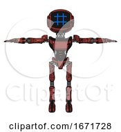 Poster, Art Print Of Droid Containing Digital Display Head And Hashtag Face And Light Chest Exoshielding And Ultralight Chest Exosuit And Ultralight Foot Exosuit Grunge Matted Orange T-Pose
