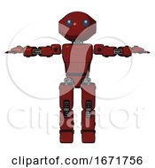 Poster, Art Print Of Android Containing Oval Wide Head And Telescopic Steampunk Eyes And Light Chest Exoshielding And Prototype Exoplate Chest And Prototype Exoplate Legs Matted Red T-Pose