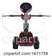Poster, Art Print Of Bot Containing Digital Display Head And Large Eye And Light Chest Exoshielding And No Chest Plating And Tank Tracks Grunge Dots Dark Red T-Pose