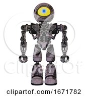 Poster, Art Print Of Mech Containing Giant Eyeball Head Design And Heavy Upper Chest And No Chest Plating And Light Leg Exoshielding Sketch Pad Wet Ink Smudge Front View