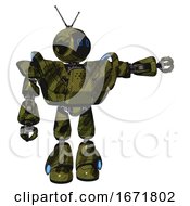 Automaton Containing Digital Display Head And Circle Eyes And Retro Antennas And Heavy Upper Chest And Heavy Mech Chest And Battle Mech Chest And Light Leg Exoshielding Grunge Army Green