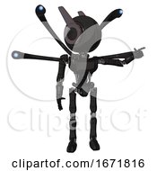 Poster, Art Print Of Cyborg Containing Round Head And Three Lens Sentinel Visor And Head Winglets And Light Chest Exoshielding And Ultralight Chest Exosuit And Blue-Eye Cam Cable Tentacles And Ultralight Foot Exosuit