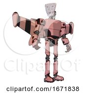 Poster, Art Print Of Robot Containing Humanoid Face Mask And Binary War Paint And Light Chest Exoshielding And Prototype Exoplate Chest And Stellar Jet Wing Rocket Pack And Ultralight Foot Exosuit Toon Pink Tint